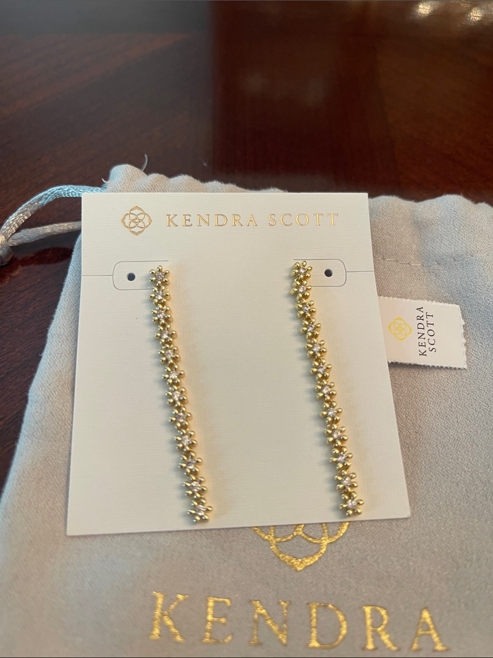 Kendra Scott Gold Floral Linear Threader Earrings